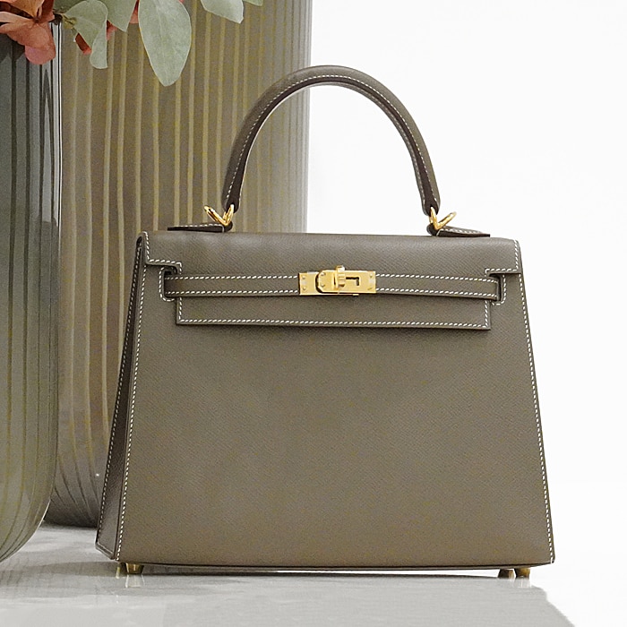 ケリー25 エプソン 外縫い エトゥープ ゴールド金具