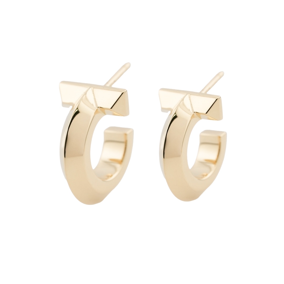 TIFFANY & Co. Tワン フープ ピアス イエローゴールド エクストラスモール