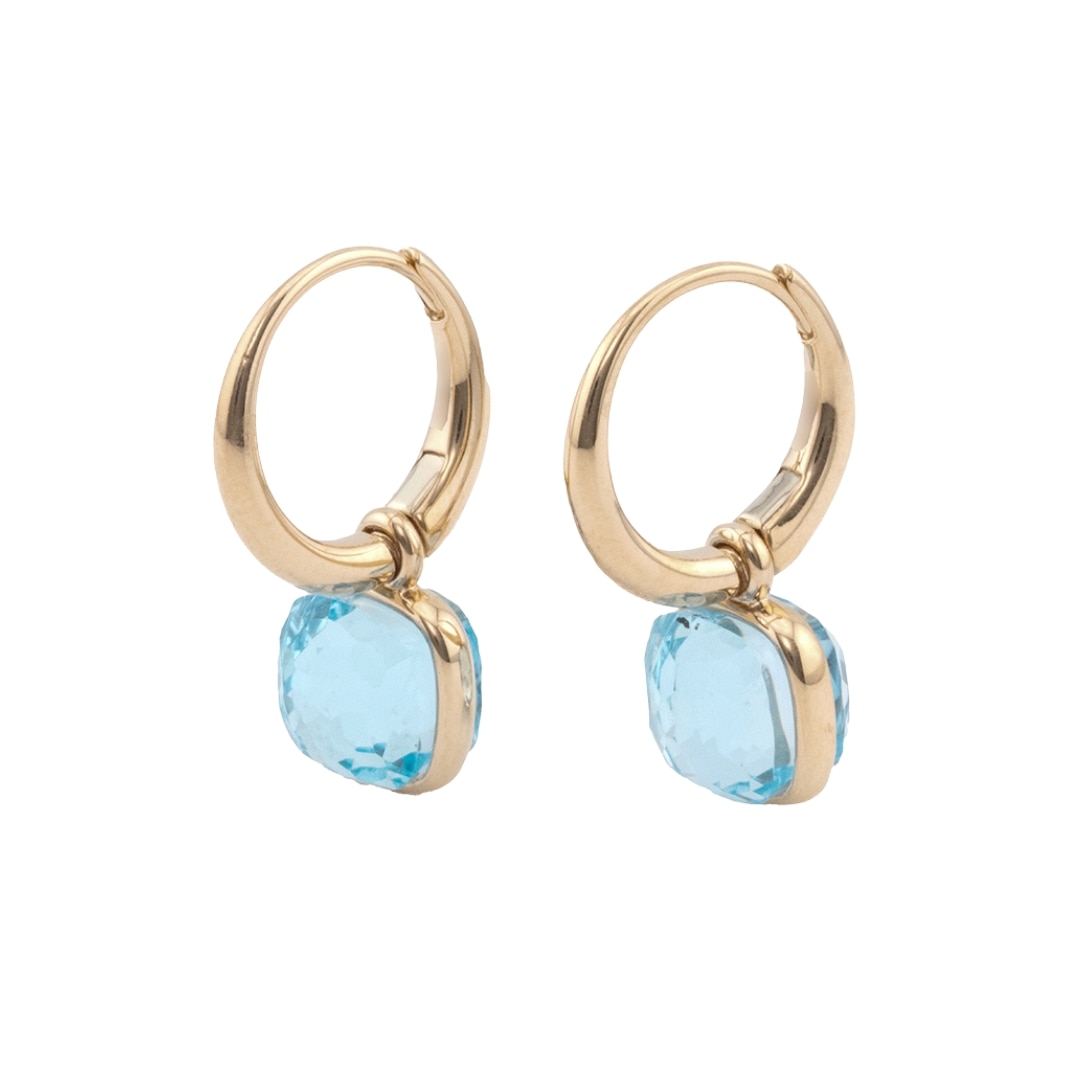 POMELLATO ヌード ミニ ピアス ローズゴールド スカイブルートパーズ