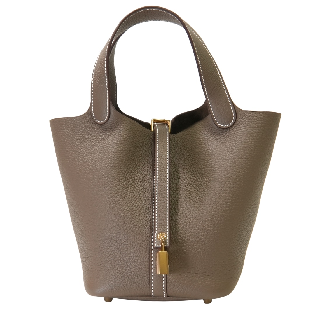 HERMES ピコタンロックPM トリヨンクレマンス エトゥープ ゴールド金具