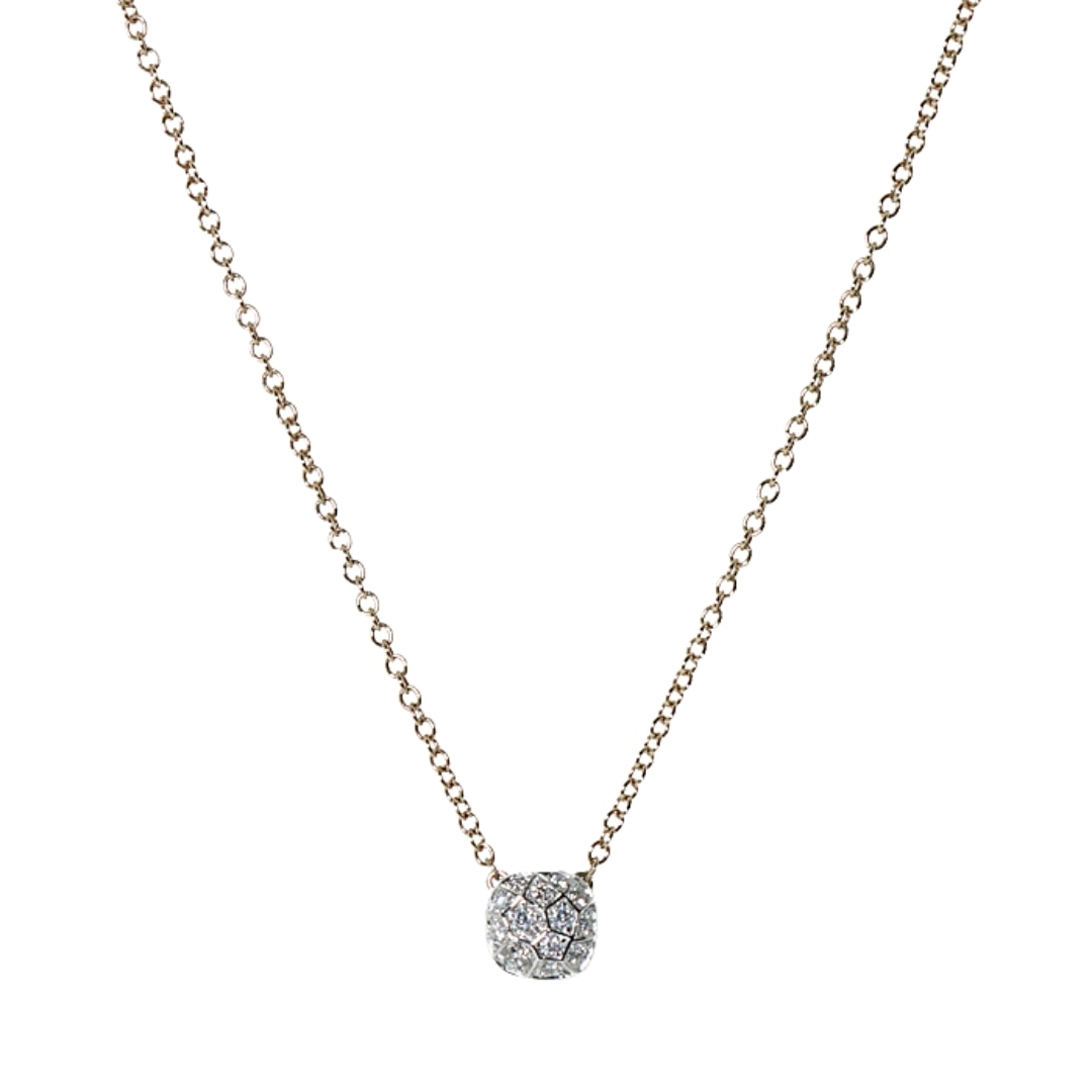 POMELLATO ヌード ソリテール ネックレス ホワイトゴールド/ピンクゴールド ダイヤモンド PCB6012_O6000_DB000