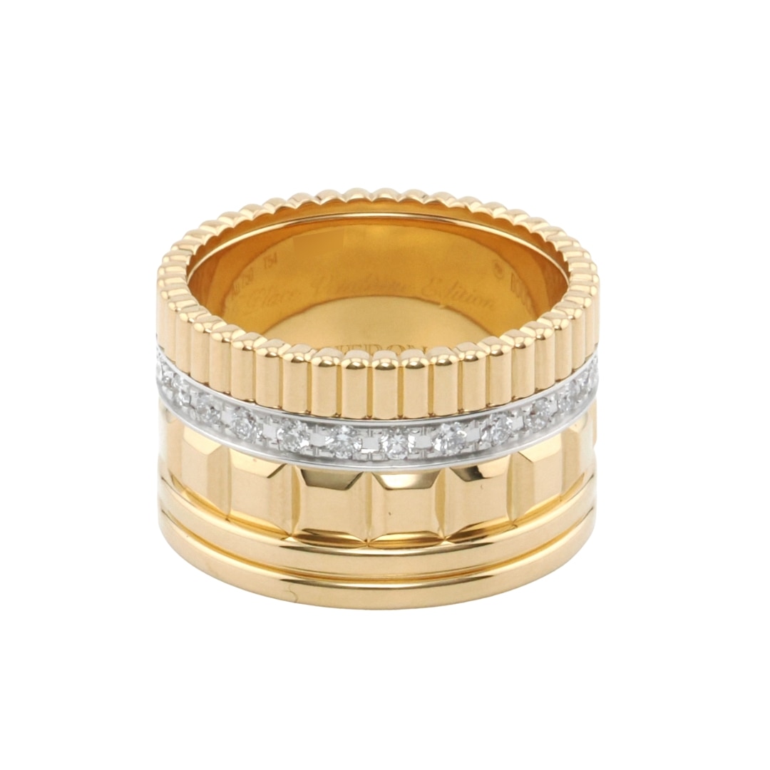 BOUCHERON キャトル ラディアント フルパヴェ ダイヤモンド リング イエローゴールド ホワイトゴールド