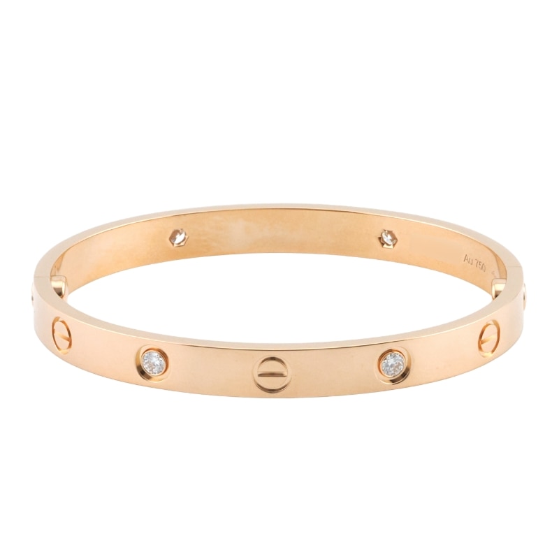 CARTIER カルティエ ラブ ブレスレット クラシックモデル ダイヤモンド4石 ピンクゴールド 16号