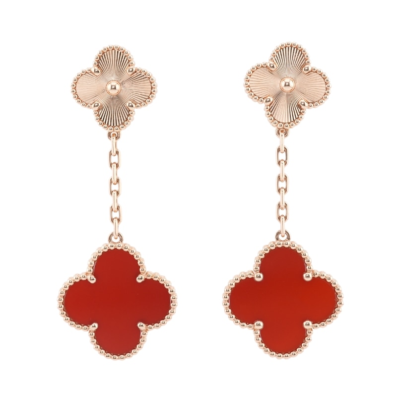 Van Cleef & Arpels ヴァン クリーフ&アーペル アルハンブラ マジック アルハンブラ イヤリング 2モチーフ カーネリアン ピンクゴールド VCARP7RQ00