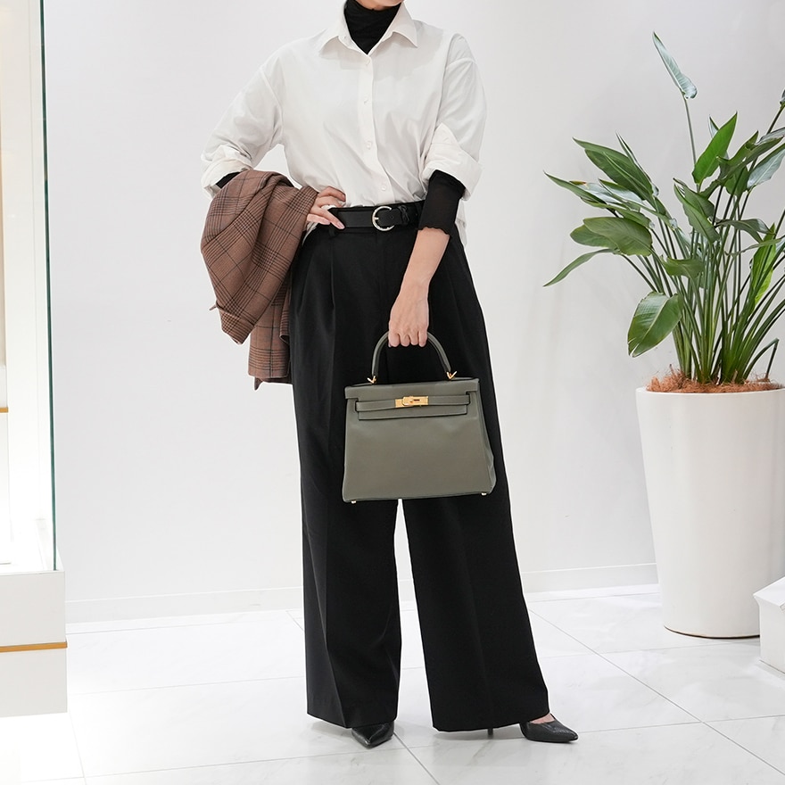 HERMES エルメス ケリー 28 内縫い エバーカラー グリメイヤー ゴールド金具
