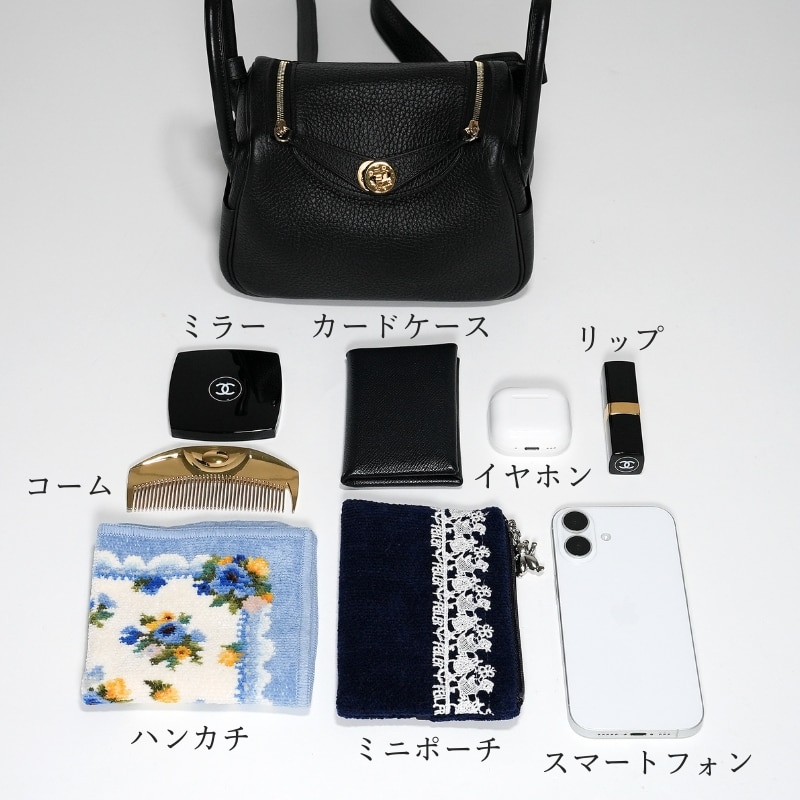 HERMES エルメス リンディ ミニ トリヨン ノワール ゴールド金具