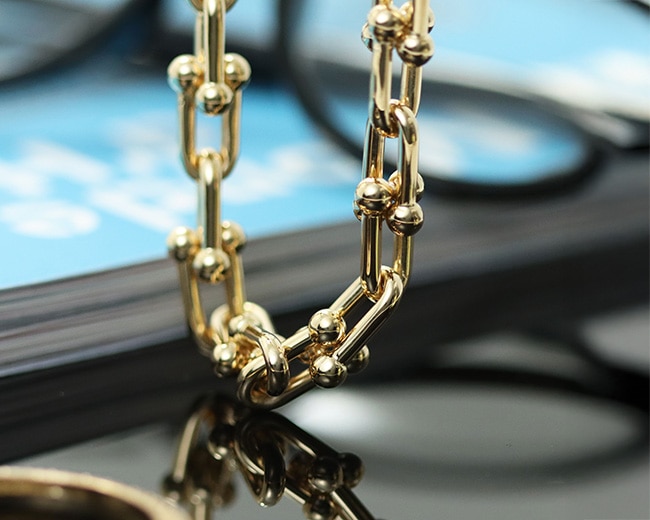 TIFFANY & Co. ティファニー ハードウェア ミディアム リンク ネックレス イエローゴールド 70751127/70751119