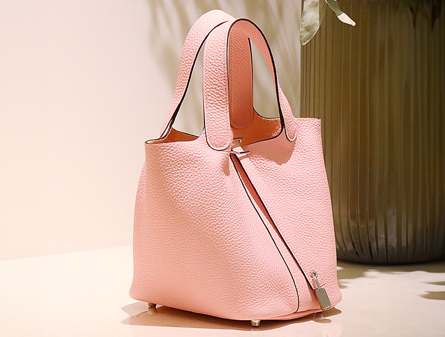 HERMES エルメス ピコタン ロックPM トリヨンクレマンス ローズサクラ シルバー金具
