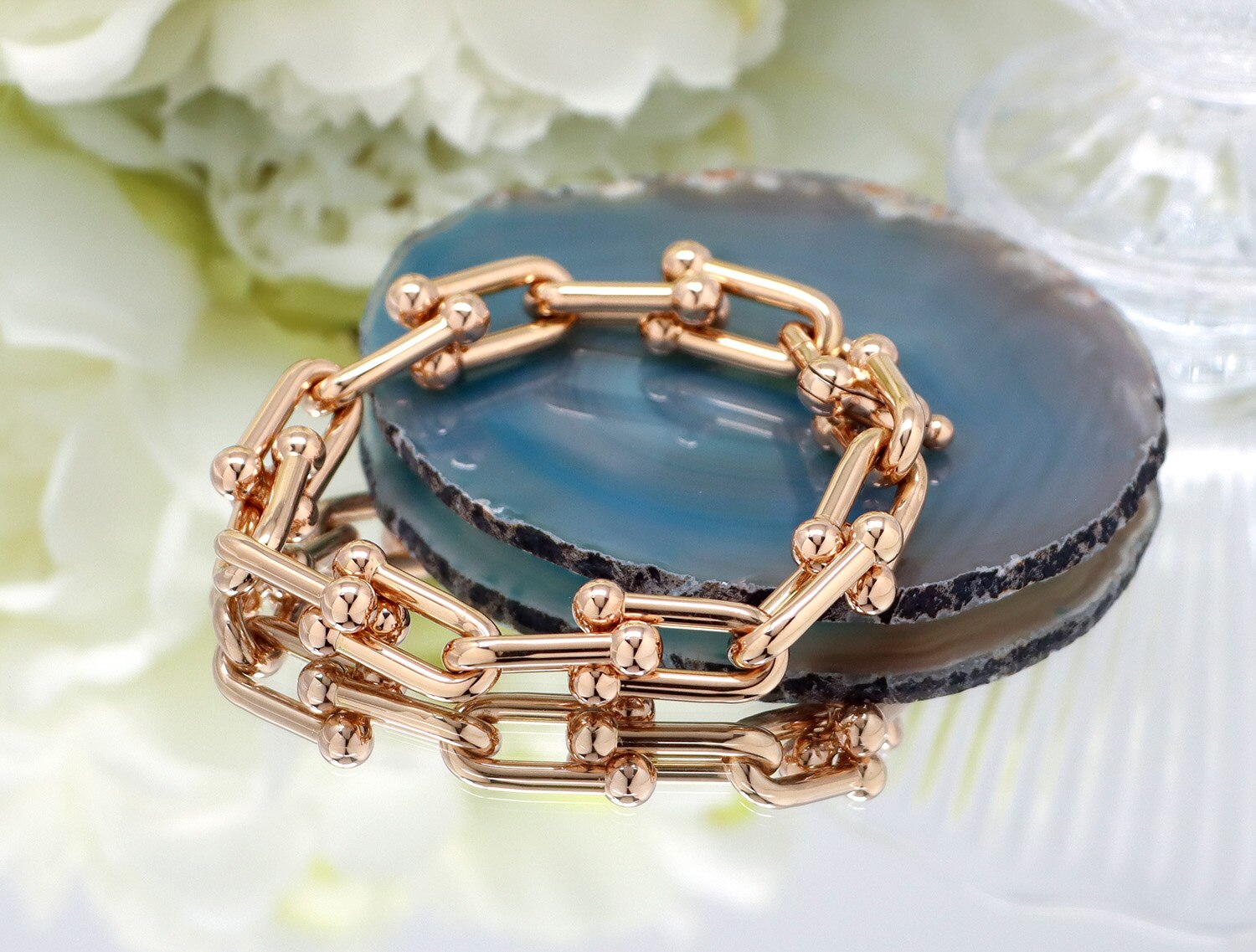 TIFFANY & Co. ティファニー ハードウェア ラージ リンクブレスレット ローズゴールド スモール 39991462/60153066
