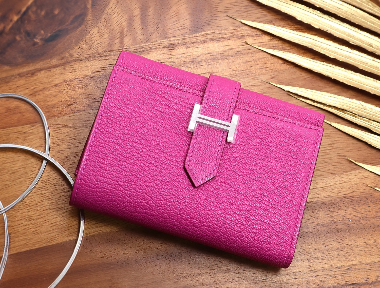 HERMES エルメス ベアン コンビネ シェーブル ローズパープル シルバー金具