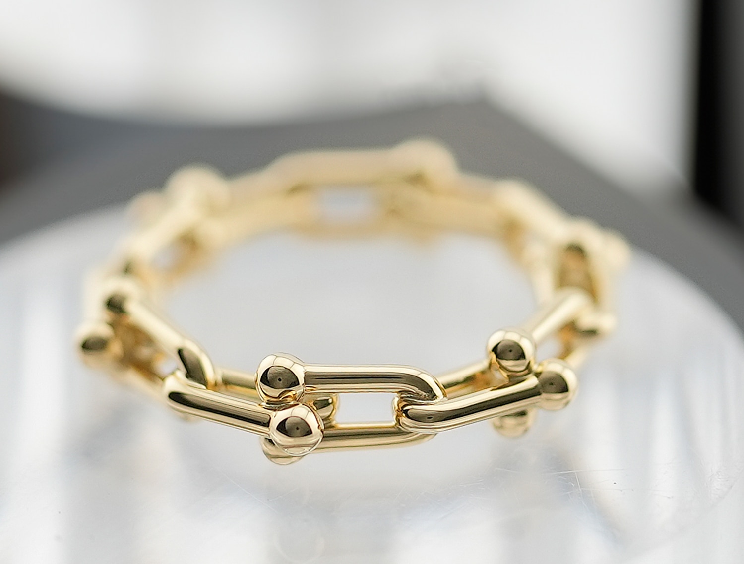 TIFFANY & Co. ティファニー ハードウェア マイクロ リンク リング イエローゴールド 72667298 15号