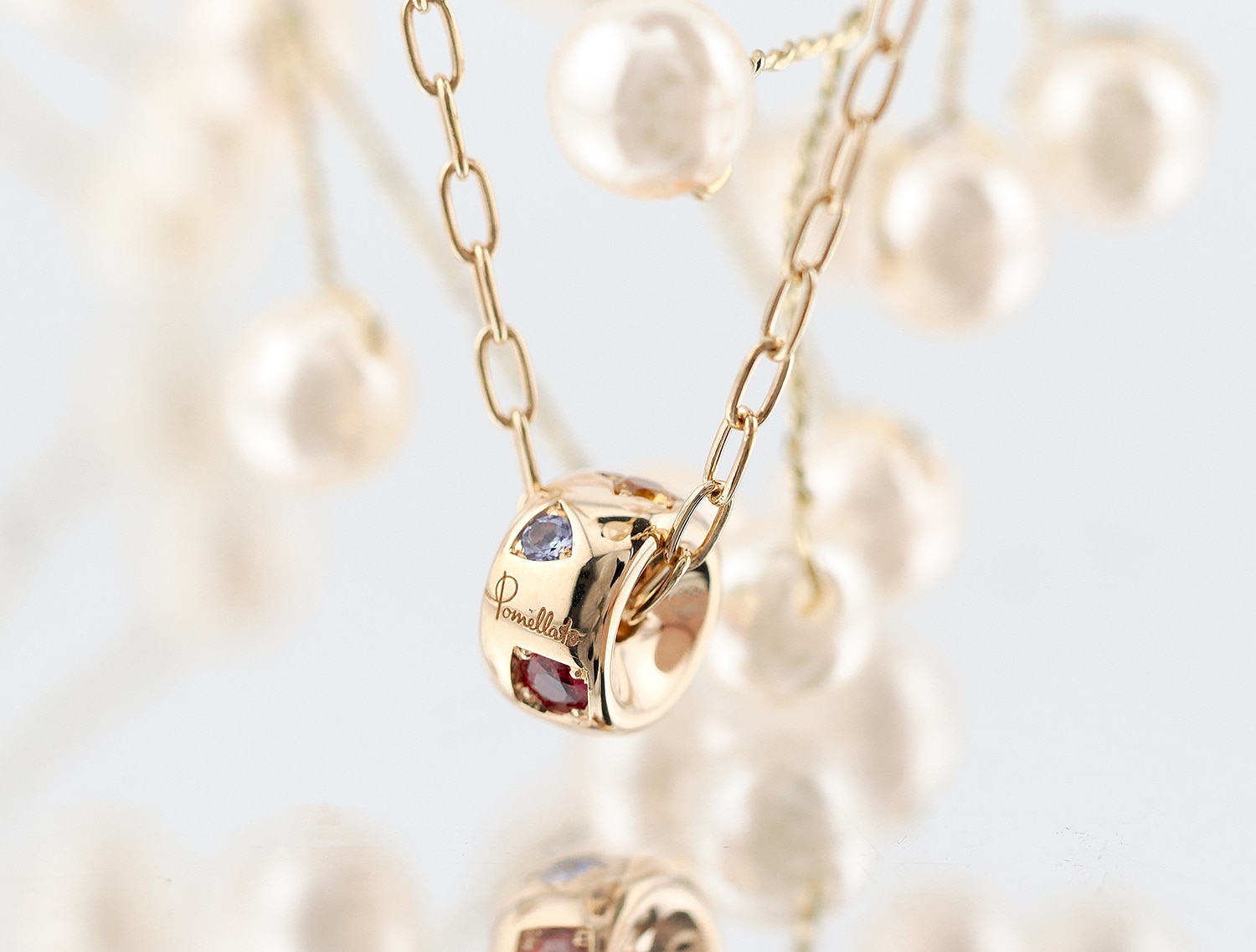 POMELLATO ポメラート イコニカ ペンダント ネックレス カラー ローズゴールド オレンジサファイア ブルーサファイア ピンクサファイア ツァボライト レッドスピネル タンザナイト PCB9010_O7000_000VA