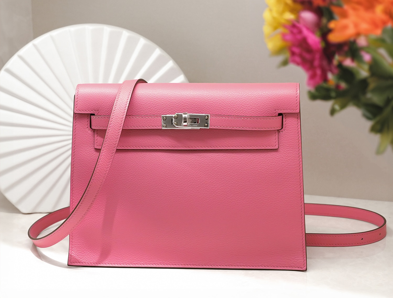 HERMES エルメス ケリー ダンス2 ヴェルソ エバーカラー ローズエテ×ヴェールルソー シルバー金具