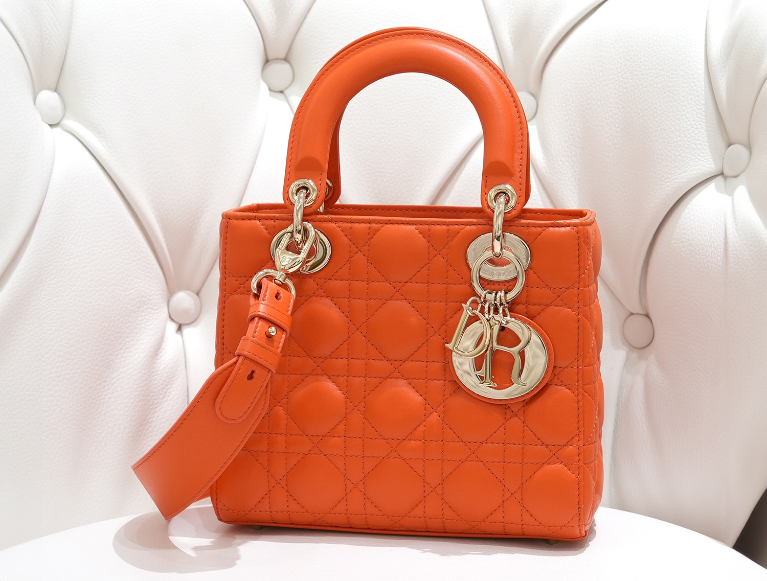 CHRISTIAN DIOR クリスチャン ディオール レディディオール My ABCDior バッグ スモール ラムスキン オレンジ M0538OCAL_M37O