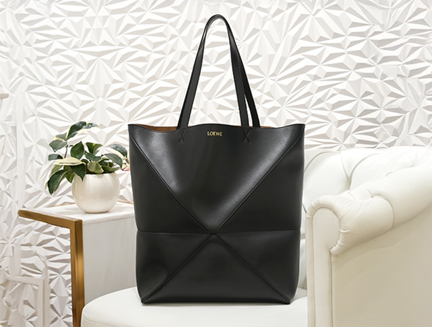 LOEWE ロエベ パズル フォルド トート エクストララージ シャイニーカーフ ブラック B933Q18X01