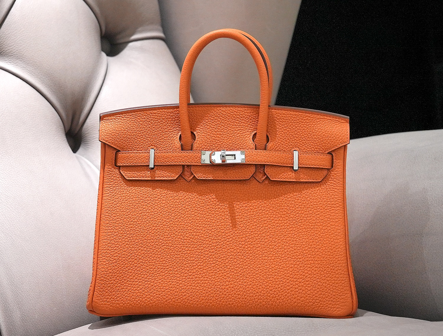 HERMES エルメス バーキン 25 トゴ オレンジ シルバー金具