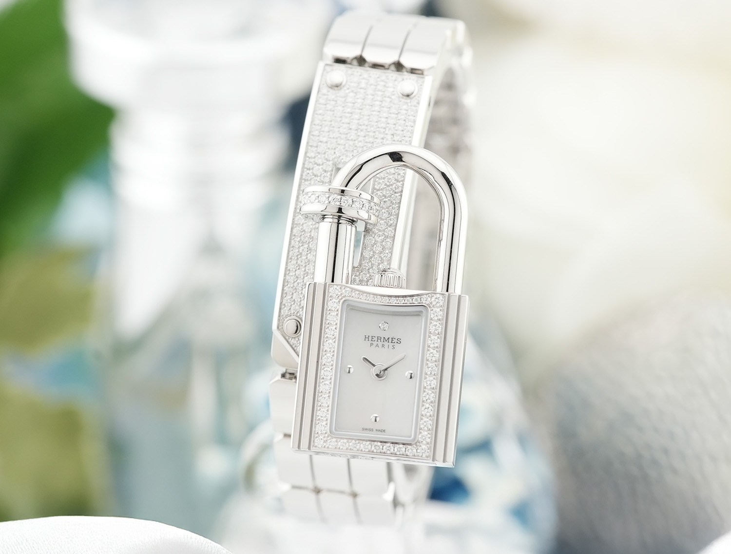 HERMES エルメス ケリー ウォッチ ホワイトシェル ダイヤモンド KE4.131