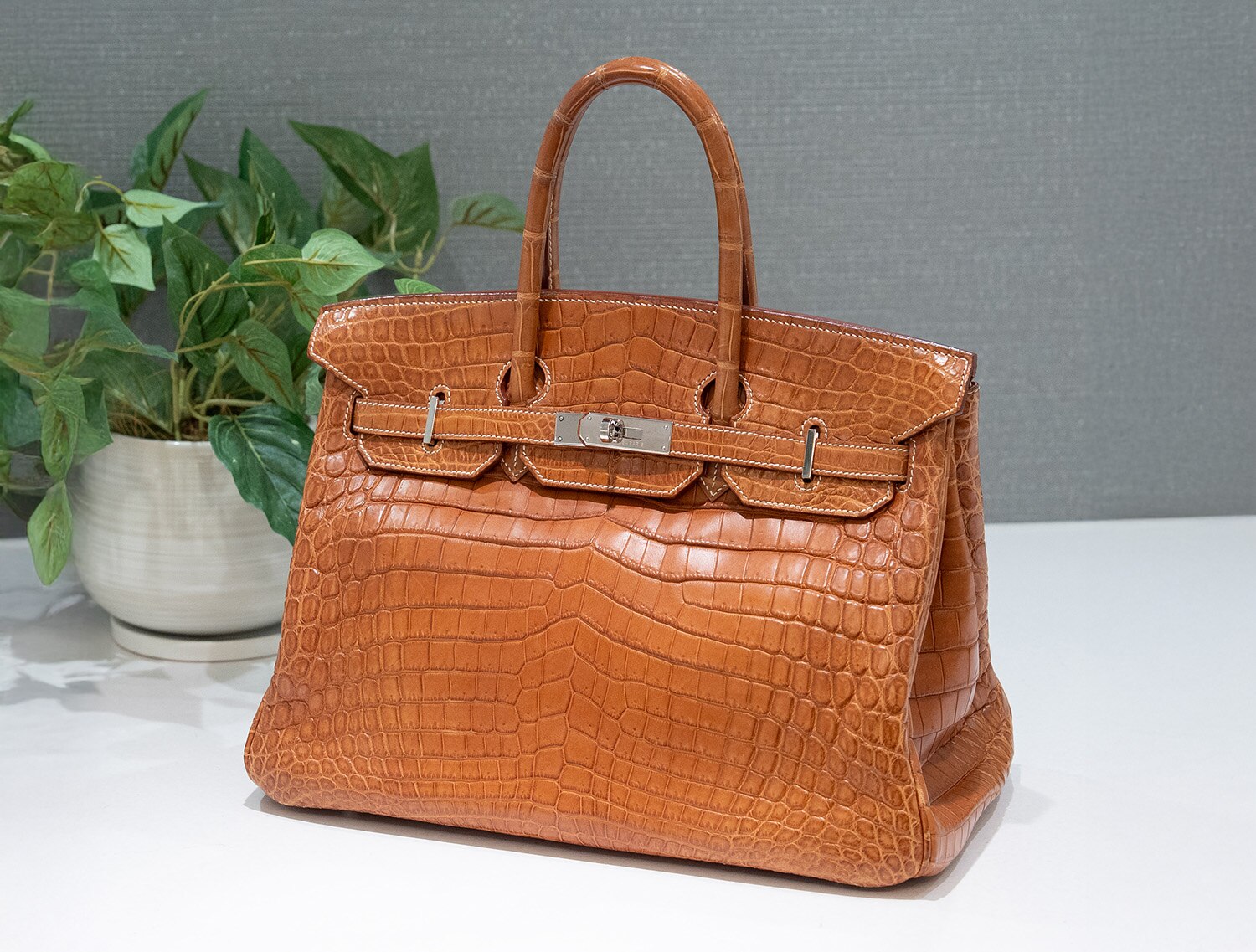HERMES エルメス バーキン 35 ニロティカス マット ゴールド シルバー金具