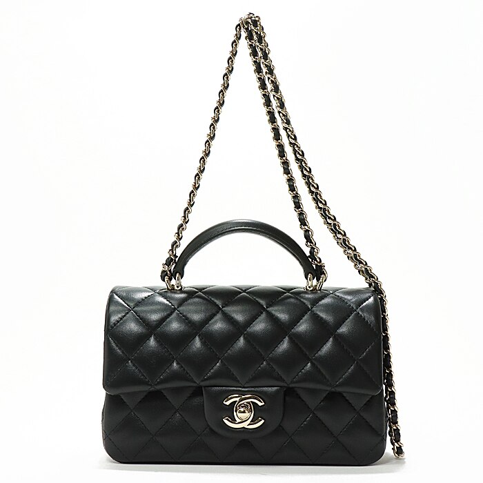 シャネル トップハンドル ミニ マトラッセ ブラック AS2431 B06660 94305 シャンパンゴールド金具