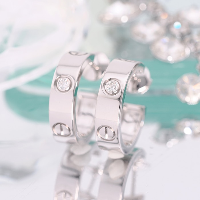 CARTIER カルティエ ラブ フープ ピアス クラシックモデル ダイヤモンド ホワイトゴールド B8022800 2