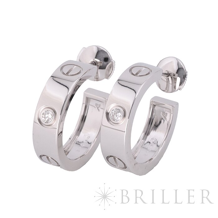 CARTIER カルティエ ラブ フープ ピアス クラシックモデル ダイヤモンド ホワイトゴールド B8022800 5