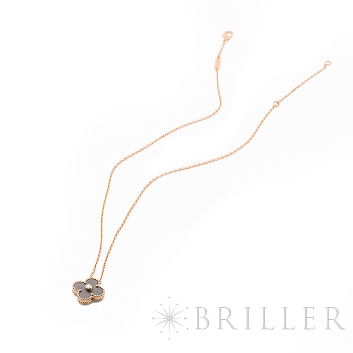 Van Cleef & Arpels ヴァン クリーフ&アーペル アルハンブラ ヴィンテージアルハンブラ ペンダント ネックレス 2023年ホリデー限定 ピンクゴールド シルバーオブシディアン ダイヤモンド VCARP9T000 12