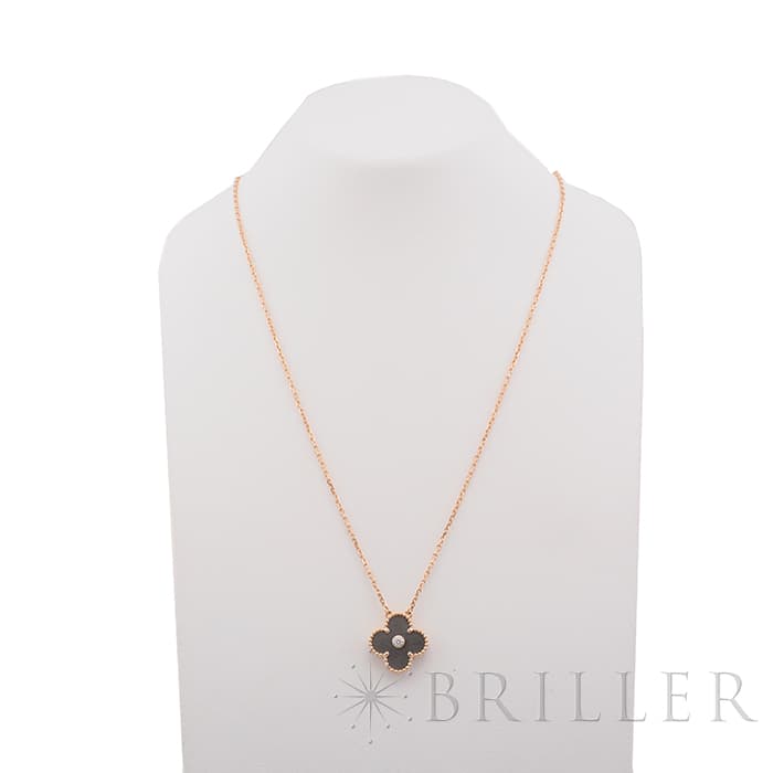 Van Cleef & Arpels ヴァン クリーフ&アーペル アルハンブラ ヴィンテージアルハンブラ ペンダント ネックレス 2023年ホリデー限定 ピンクゴールド シルバーオブシディアン ダイヤモンド VCARP9T000 13