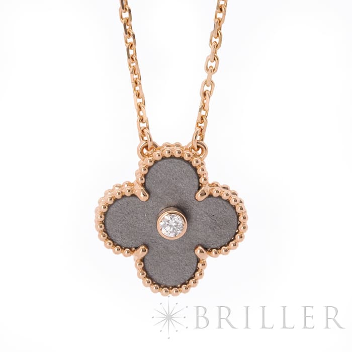 Van Cleef & Arpels ヴァン クリーフ&アーペル アルハンブラ ヴィンテージアルハンブラ ペンダント ネックレス 2023年ホリデー限定 ピンクゴールド シルバーオブシディアン ダイヤモンド VCARP9T000 3