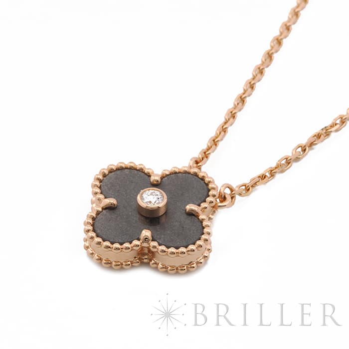 Van Cleef & Arpels ヴァン クリーフ&アーペル アルハンブラ ヴィンテージアルハンブラ ペンダント ネックレス 2023年ホリデー限定 ピンクゴールド シルバーオブシディアン ダイヤモンド VCARP9T000 5