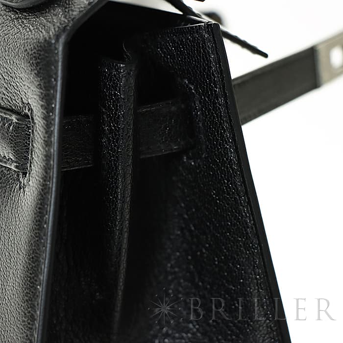 HERMES エルメス ケリー 25 外縫い シェーブル ブラック シルバー金具 9
