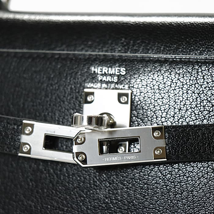 HERMES エルメス ケリー 25 外縫い シェーブル ブラック シルバー金具 10