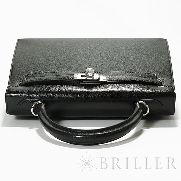 HERMES エルメス ケリー 25 外縫い シェーブル ブラック シルバー金具 12