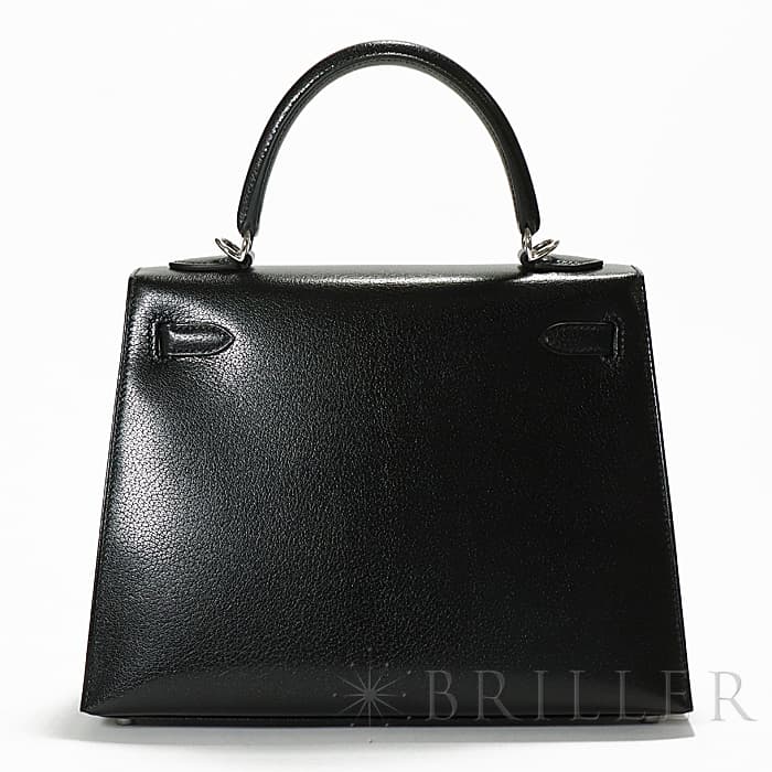HERMES エルメス ケリー 25 外縫い シェーブル ブラック シルバー金具 1