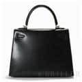 HERMES エルメス ケリー 25 外縫い シェーブル ブラック シルバー金具 1