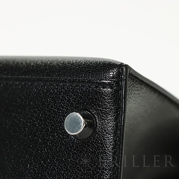 HERMES エルメス ケリー 25 外縫い シェーブル ブラック シルバー金具 20