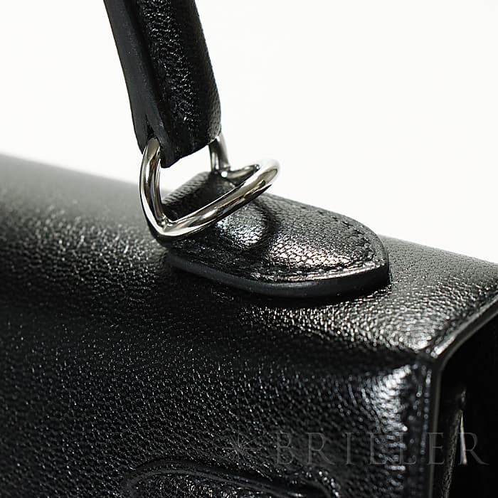 HERMES エルメス ケリー 25 外縫い シェーブル ブラック シルバー金具 22