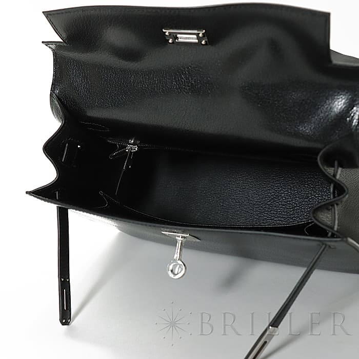 HERMES エルメス ケリー 25 外縫い シェーブル ブラック シルバー金具 23