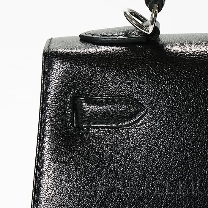 HERMES エルメス ケリー 25 外縫い シェーブル ブラック シルバー金具 24