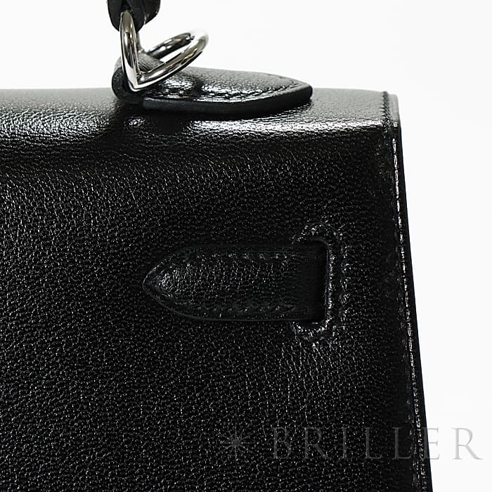 HERMES エルメス ケリー 25 外縫い シェーブル ブラック シルバー金具 25