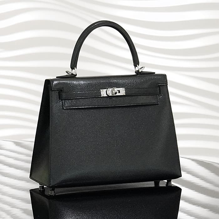 HERMES エルメス ケリー 25 外縫い シェーブル ブラック シルバー金具 2