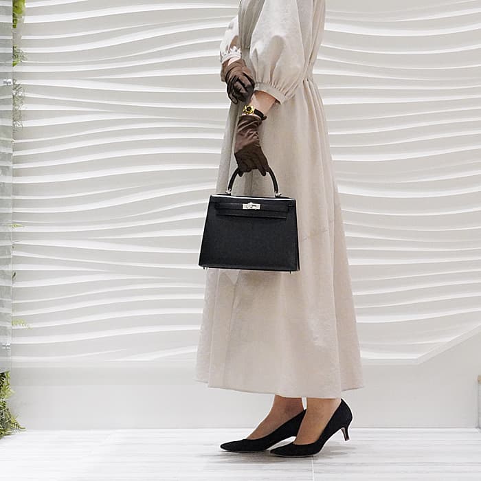 HERMES エルメス ケリー 25 外縫い シェーブル ブラック シルバー金具 29