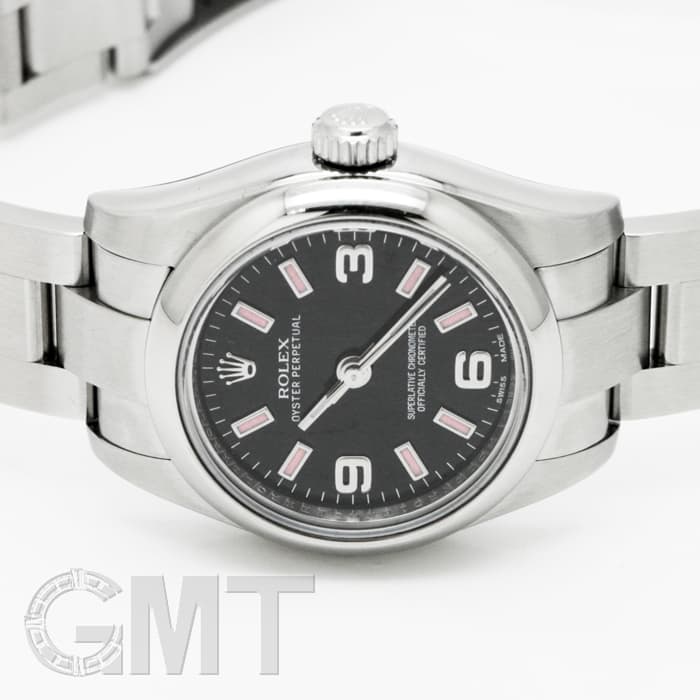 ROLEX ロレックス オイスターパーペチュアル 176200 ブラック 369 ピンクバー 20