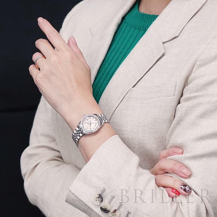 中古 Rolex ロレックス デイトジャスト g ピンク ゴールドクリスタル 商品id 詳細ページ レディース腕時計の販売買取 Briller ロレックス カルティエ シャネル オメガなど人気の高級ブランド腕時計