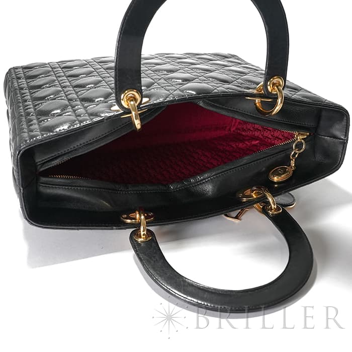 CHRISTIAN DIOR クリスチャン ディオール レディディオール ラージ カナージュ ラムスキン ブラック 10