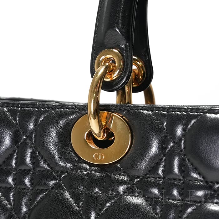 CHRISTIAN DIOR クリスチャン ディオール レディディオール ラージ カナージュ ラムスキン ブラック 11