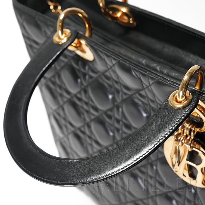 CHRISTIAN DIOR クリスチャン ディオール レディディオール ラージ カナージュ ラムスキン ブラック 15