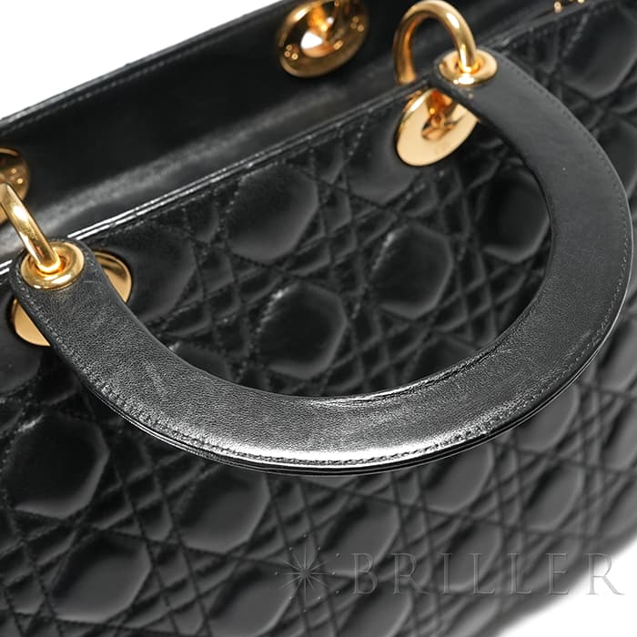 CHRISTIAN DIOR クリスチャン ディオール レディディオール ラージ カナージュ ラムスキン ブラック 16