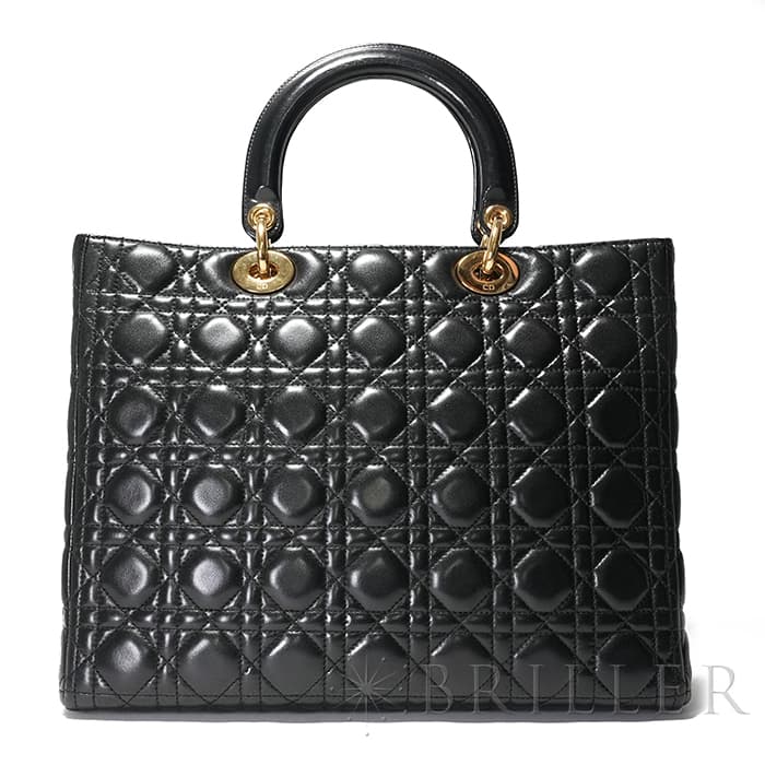 CHRISTIAN DIOR クリスチャン ディオール レディディオール ラージ カナージュ ラムスキン ブラック 1