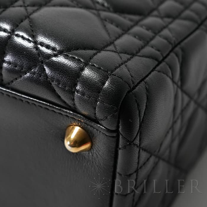 CHRISTIAN DIOR クリスチャン ディオール レディディオール ラージ カナージュ ラムスキン ブラック 20