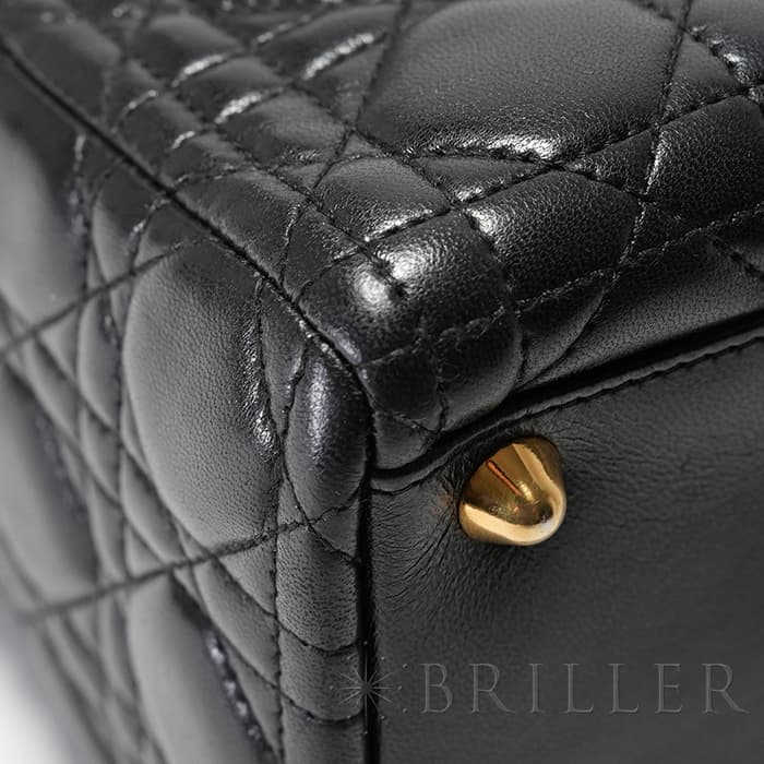 CHRISTIAN DIOR クリスチャン ディオール レディディオール ラージ カナージュ ラムスキン ブラック 21